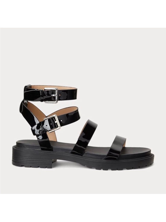 Lauren Ralph Lauren Shoes - Ralph Lauren Kayleen Black Patent Leather Strappy Ankle Sandals